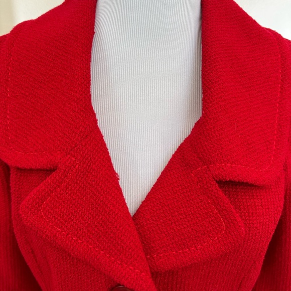 St John Red size  8 Boucle knit bracelet sleeve blazer jacket made USA - Picture 5 of 8